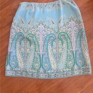 Jones Wear Blue and Green Paisley Pencil Skirt
